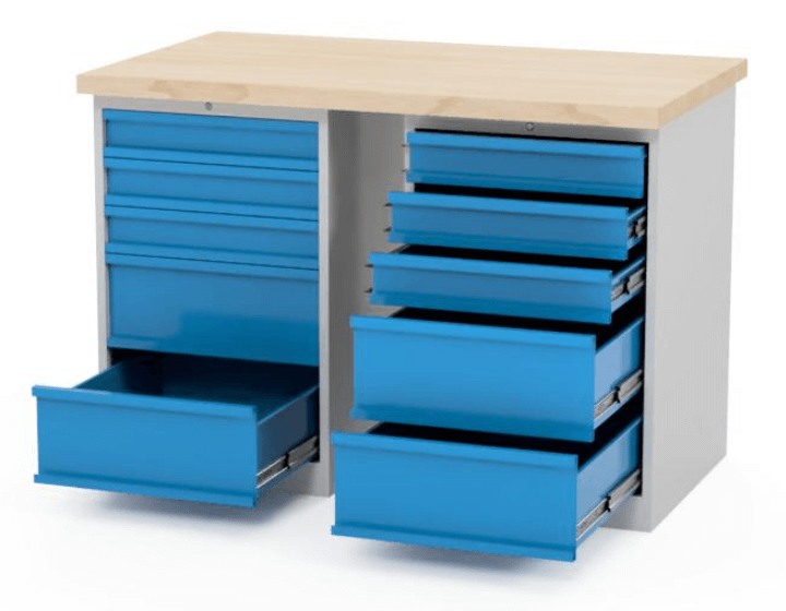 Dílenský stůl AXTOR E107 se dvěma zásuvkovými kontejnery