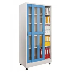 Kovová zváraná skriňa s presklenými posuvnými dverami - na dokumenty aj náradie