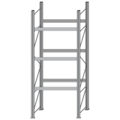 Paletový regál BI-BLOC - šířka 1800 mm, výška 4500 mm, 3 ukládací úrovně Paletový regál BI-BLOC - šířka 1800 mm, výška 4500 mm, 3 ukládací úrovně