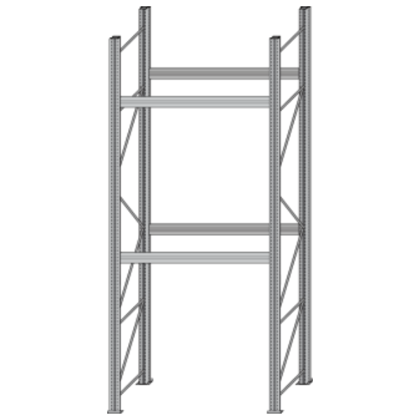 Paletový regál BI-BLOC - šírka 1800 mm, výška 4500 mm, 2 ukladacie úrovne