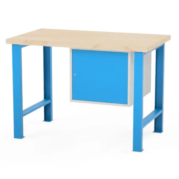 Dílenský stůl AXTOR E102 | délka 1200 - 2000 mm - Délka pracovní desky: 1200 mm, Barva podnože: modrá RAL 5015