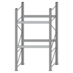 Paletový regál BI-BLOC - šířka 1800 mm, výška 3300 mm, 2 ukládací úrovně