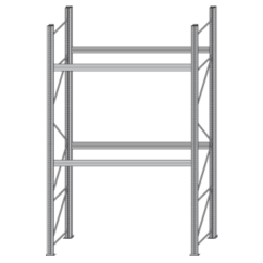 Paletový regál BI-BLOC - šířka 2700 mm, výška 4500 mm, 2 ukládací úrovně