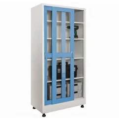 Kovová zváraná skriňa s posuvnými presklenými dverami - do kancelárie aj dielne