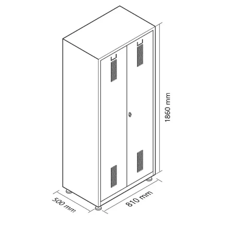 Kovová úklidová skříň - nákres