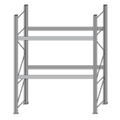 Paletový regál BI-BLOC - šírka 2700 mm, výška 3300 mm, 2 ukladacie úrovne Paletový regál BI-BLOC - šírka 2700 mm, výška 3300 mm, 2 ukladacie úrovne