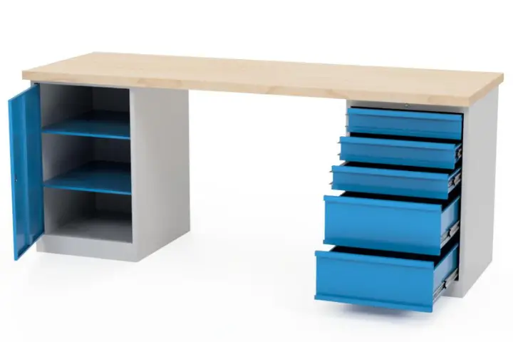 Dílenský stůl AXTOR E106 se dvěma velkými kontejnery