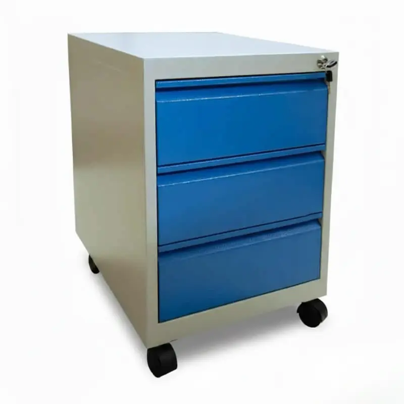 Kovový kancelársky kontajner zásuvkový pod stôl (modrý)