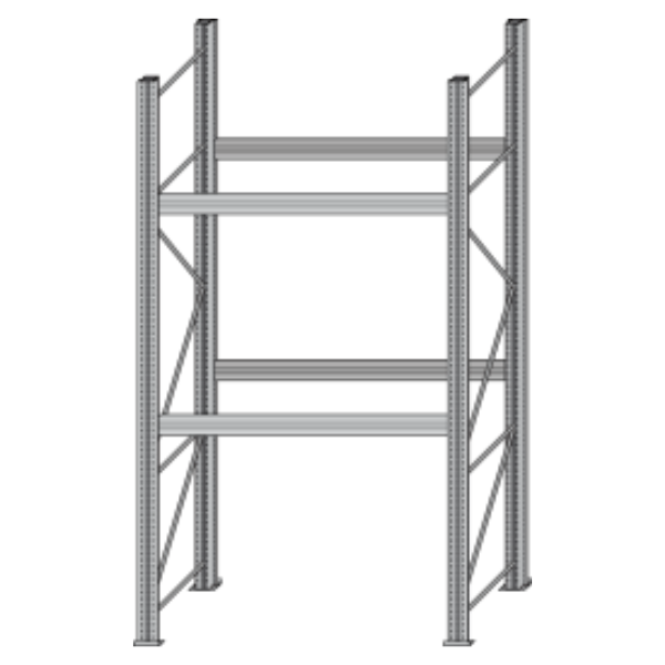 Paletový regál BI-BLOC - šířka 1800 mm, výška 3300 mm, 2 ukládací úrovně