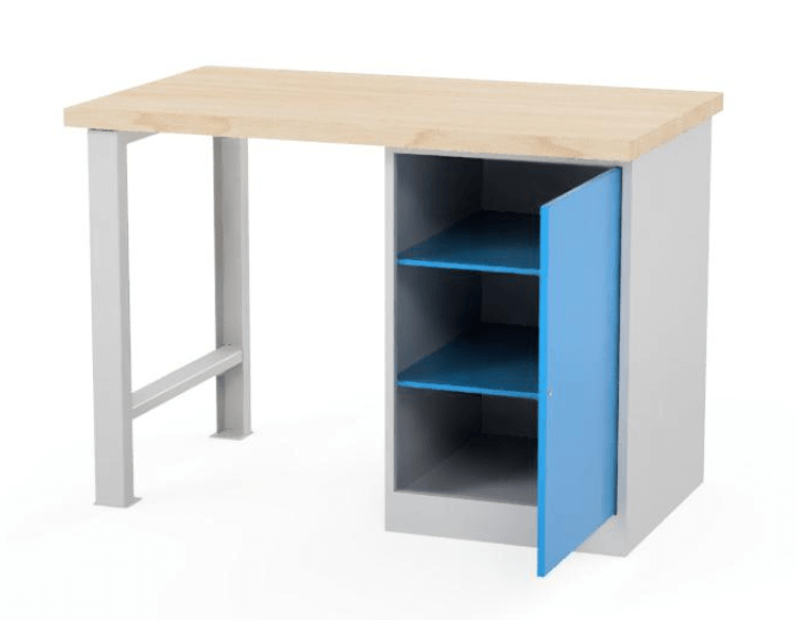 Dílenský stůl AXTOR E103 s velkým kovovým kontejnerem (šedá)