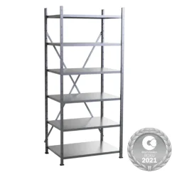 Regál VARIMO | 2000x850x600 mm, 6 políc | nosnosť police 150 kg | kovový, zinkovaný, bezskrutkový