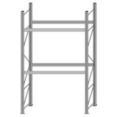 Paletový regál BI-BLOC - šírka 2700 mm, výška 4500 mm, 2 ukladacie úrovne Paletový regál BI-BLOC - šírka 2700 mm, výška 4500 mm, 2 ukladacie úrovne