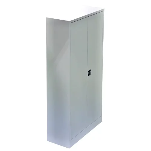 Univerzální kovová skříň s křídlovými dveřmi vhodná do dílny nebo kanceláře (šedá)