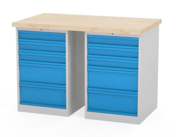 Dílenský stůl AXTOR E107 se dvěma zásuvkovými kontejnery