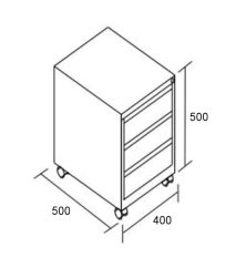 Kovový zásuvkový kontejner - CS8104, rozměry
