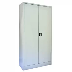 Univerzálna kovová skriňa s krídlovými dverami vhodná do dielne alebo kancelárie (sivá)