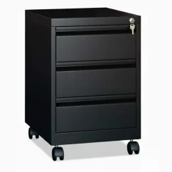 Kovový kancelářský kontejner zásuvkový pod stůl (černý)