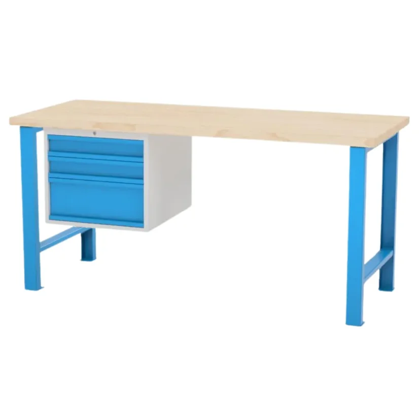 Dielenský stôl AXTOR E104 | dĺžka 1200 - 2000 mm - Dĺžka pracovnej dosky: 1750 mm, Farba: modrá RAL 5015