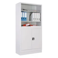 Kombinovaná kovová policová skriňa zváraná (sivá)