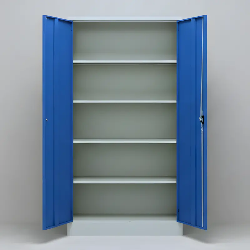 Univerzálna kovová zváraná skriňa policová - na dokumenty aj náradie (modrá)
