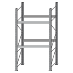Paletový regál BI-BLOC - šírka 1800 mm, výška 3300 mm, 2 ukladacie úrovne