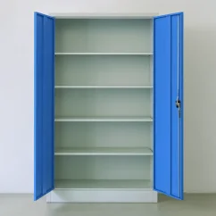 Univerzální kovová policová skříň - uzamykatelná, modrá