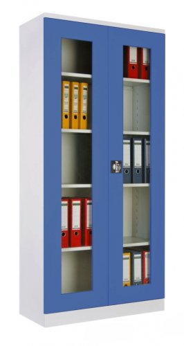 Skříň s prosklenými dveřmi – CS1980904 - Barva dveří: modrá