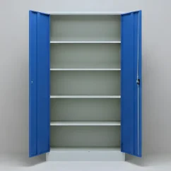 Univerzálna kovová zváraná skriňa policová - na dokumenty aj náradie (modrá)