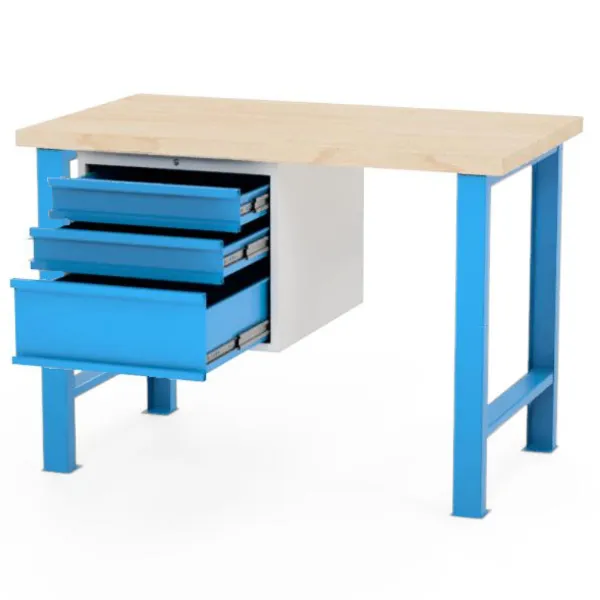 Dílenský stůl AXTOR E104 - délka 1200 mm | modrá podnož