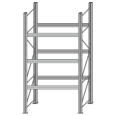 Paletový regál BI-BLOC - šírka 1800 mm, výška 3300 mm, 3 ukladacie úrovne