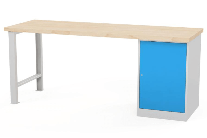 Dílenský stůl AXTOR E103 s velkým kovovým kontejnerem (šedá)